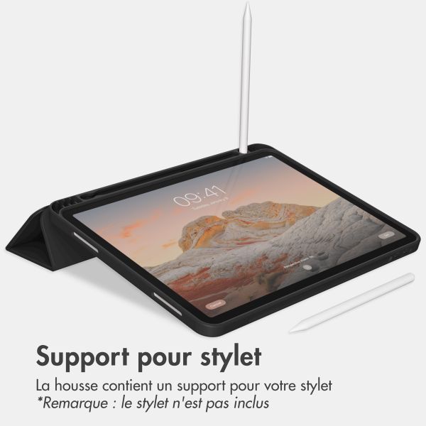 Accezz Étui de téléphone portefeuille Smart Silicone iPad 10 (2022) 10.9 pouces - Noir