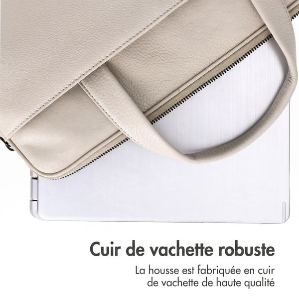 Accezz Leather Sac ordinateur 16 pouces - Beige