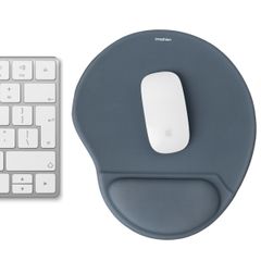 imoshion Tapis de souris ergonomique - Tapis de souris avec repose-poignet - 30 x 25 cm - Bleu seal