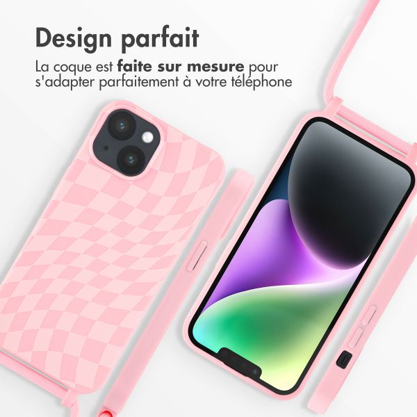 imoshion Coque design en silicone avec cordon Apple iPhone 14 - Retro Pink
