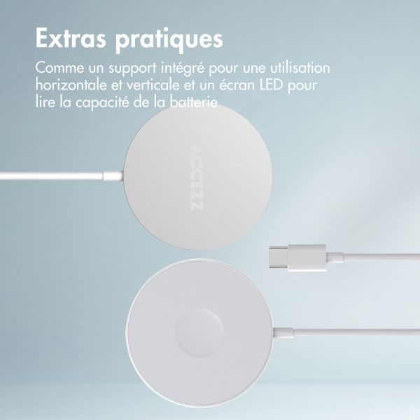 Accezz Wireless Charger USB-C - Chargeur MagSafe sans fil - 1 mètre - Blanc