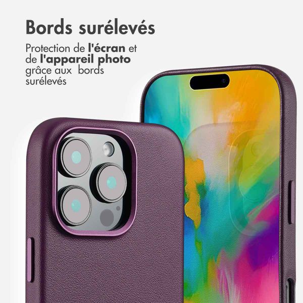 Accezz Coque arrière en cuir avec MagSafe Apple iPhone 16 Pro - Heath Purple