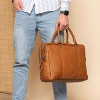 The Chesterfield Brand Sac ordinateur 15-15.6 pouces Boston - Cuir véritable - Cognac