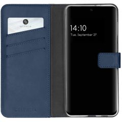 Selencia Étui de téléphone portefeuille en cuir véritable A32 (5G) - Bleu foncé