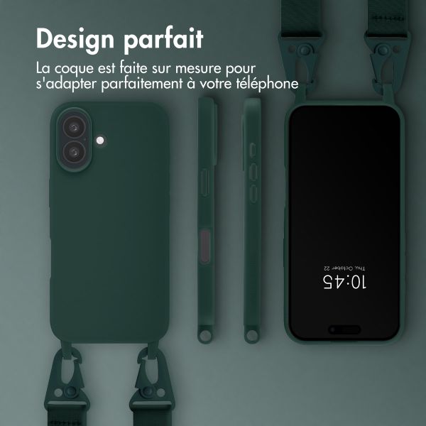 Selencia Coque silicone avec cordon amovible Apple iPhone 16 - Vert foncé