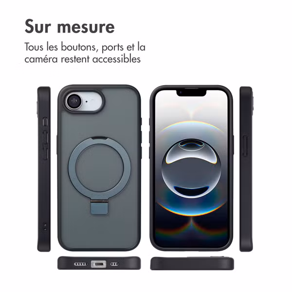 Accezz Coque Ring Stand avec MagSafe Apple iPhone 16e - Noir