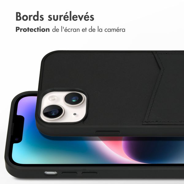 Accezz Coque en cuir de qualité supérieure avec fentes pour cartes Apple iPhone 14 Plus - Noir