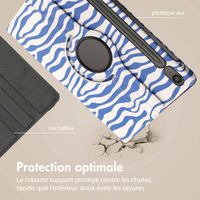 imoshion Coque tablette Design rotatif à 360° Samsung Galaxy Tab S10 FE / S9 FE - White Blue Stripes