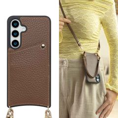 Selencia Coque de télephone Nova avec cordon et porte-cartes Samsung Galaxy S24 / S25 - Mocha Brown
