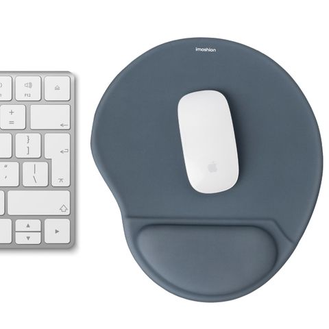 imoshion Tapis de souris ergonomique - Tapis de souris avec repose-poignet - 30 x 25 cm - Bleu seal