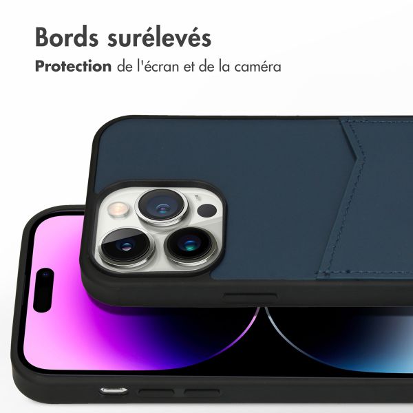 Accezz ﻿Coque en cuir de qualité supérieure avec fentes pour cartes iPhone 14 Pro Max - Bleu foncé