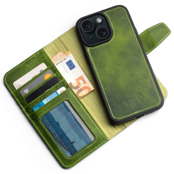 Wachikopa Étui de téléphone portefeuille Magic 2-in-1 iPhone 15 - Forest Green