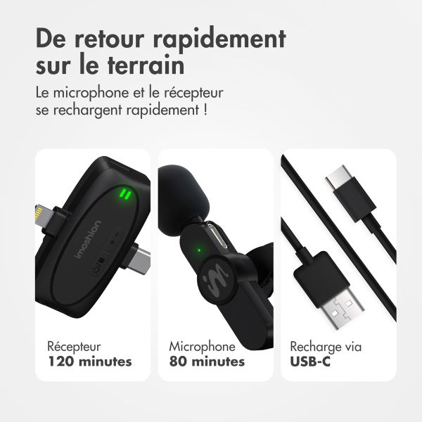 imoshion Pack Duo Microphone pour téléphone - Micro cravate - Sans fil - Bluetooth / Lightning / USB-C