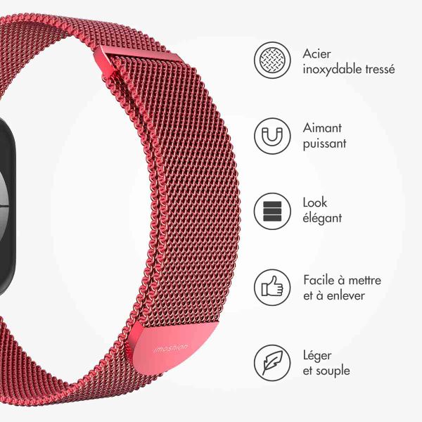 imoshion Bracelet magnétique milanais Apple Watch Series 1 - 9 / SE (38/40/41 mm) | Series 10 / 11 (42 mm) - Taille M - Rouge
