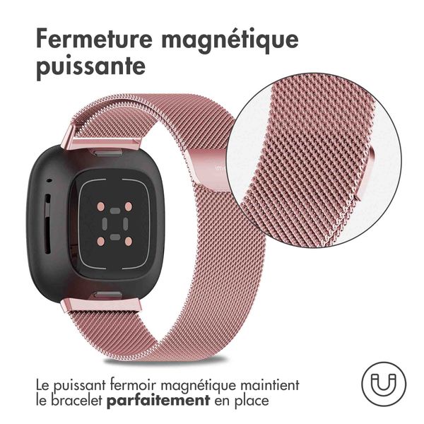 imoshion Bracelet magnétique milanais Fitbit Versa 3 - Taille S - Rose