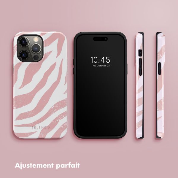 Selencia Coque arrière Vivid Apple iPhone 14 Pro Max - Colorful Zebra Old Pink