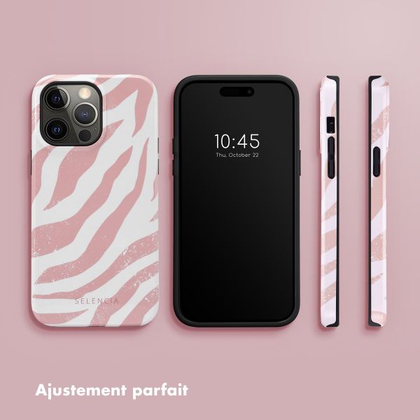 Selencia Coque arrière Vivid Tough iPhone 14 Pro Max - Colorful Zebra Old Pink