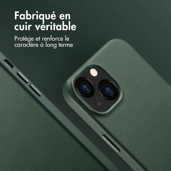 Accezz Coque arrière en cuir avec MagSafe Apple iPhone 13 - Cedar Green