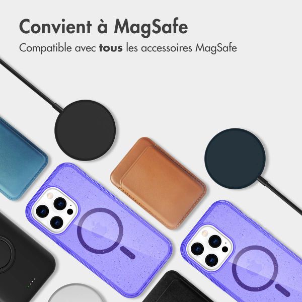 imoshion Coque Pailletée avec MagSafe Apple iPhone 14 Pro - Paillettes Violet