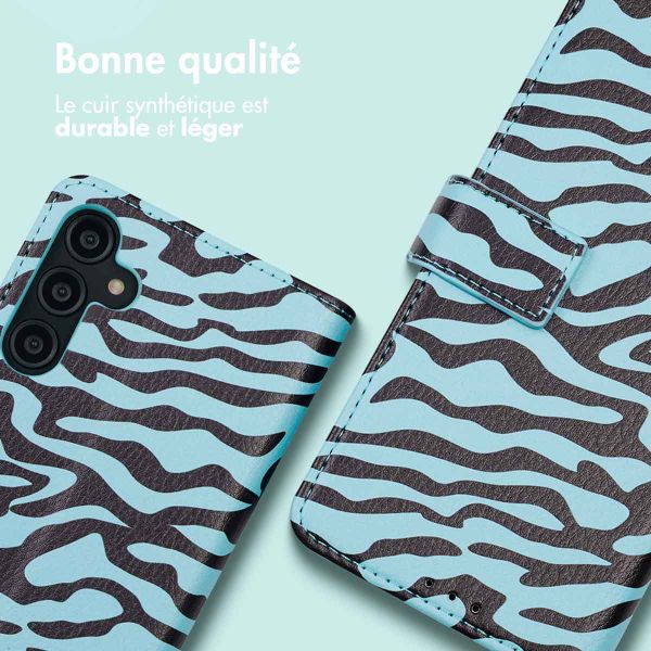 imoshion Étui de télephone portefeuille Design Samsung Galaxy A14 (5G/4G) - Black Blue Stripes