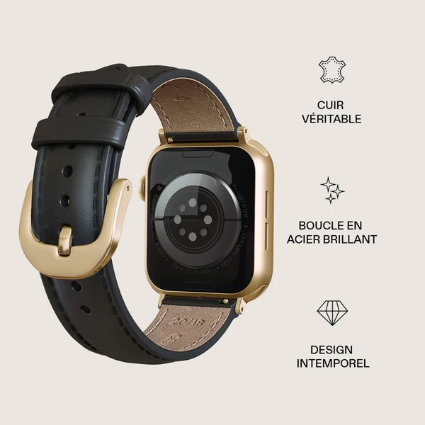 Burga Bracelet en cuir véritable Apple Watch Series 1 - 11 / SE / Ultra (44/45/46/49 mm) - Don't Text / Gold