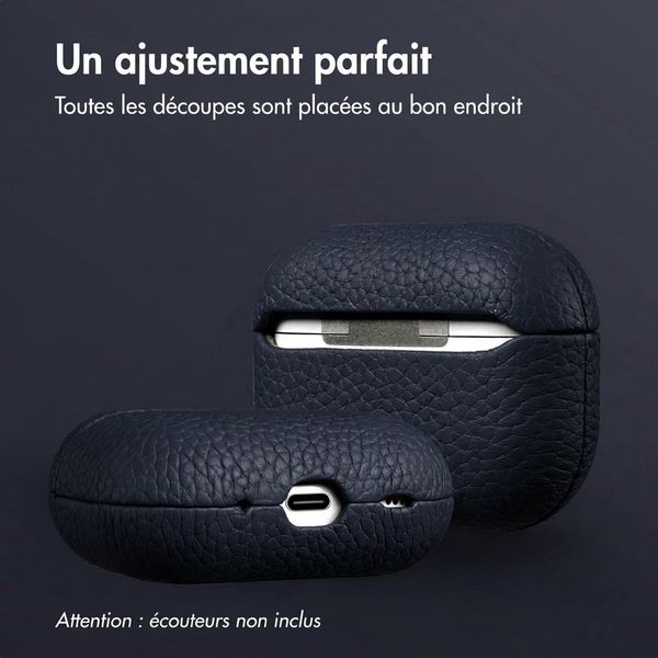 Accezz Coque en cuir véritable  Apple AirPods Pro 2 - Bleu foncé
