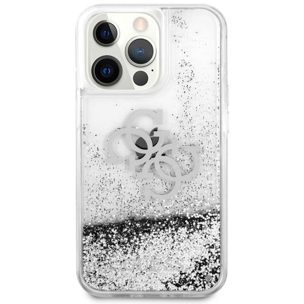 Guess Coque 4G Logo Liquid Glitter iPhone 13 Pro - Silver