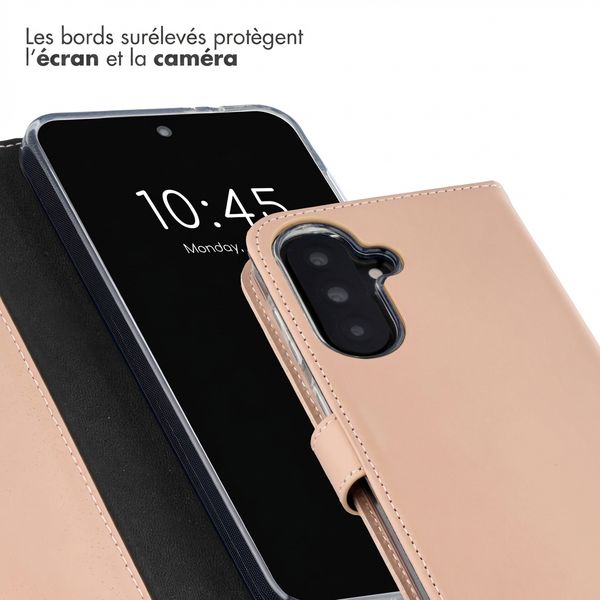Selencia Étui portefeuille en cuir véritable Samsung Galaxy A37 (5G) - Rose clair