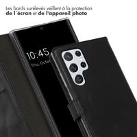 Selencia Étui portefeuille en cuir véritable Samsung Galaxy S22 Ultra - Noir