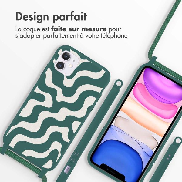 imoshion Coque design en silicone avec cordon Apple iPhone 11 - Petrol Green Groovy