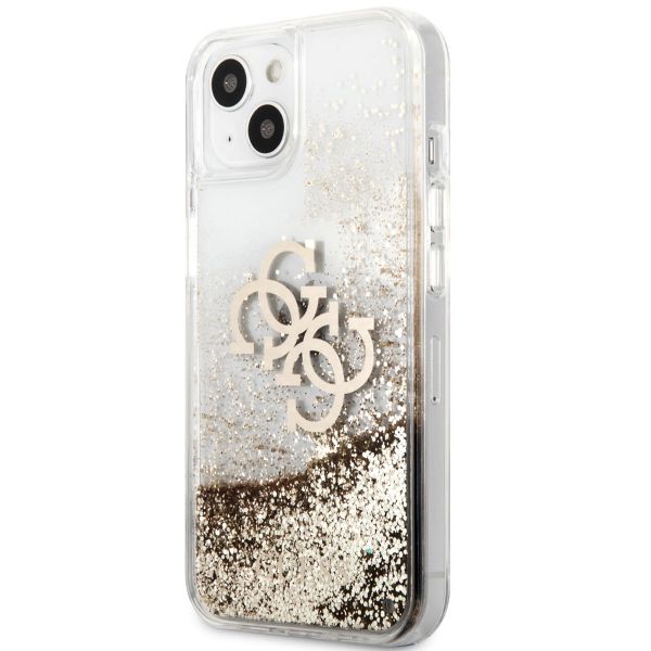 Guess Coque 4G Logo Liquid Glitter Apple iPhone 13 Mini - Doré