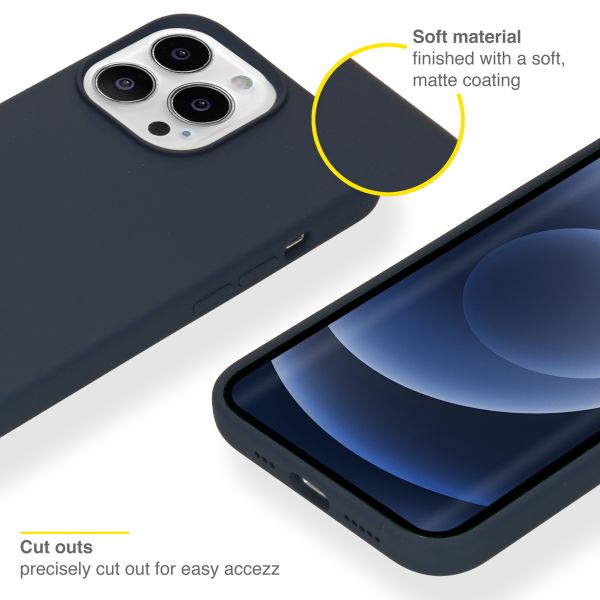 Accezz Coque Liquid Silicone Apple iPhone 13 Pro - Bleu foncé