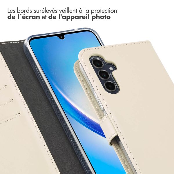 Selencia Étui portefeuille en cuir véritable Samsung Galaxy A34 (5G) - Greige