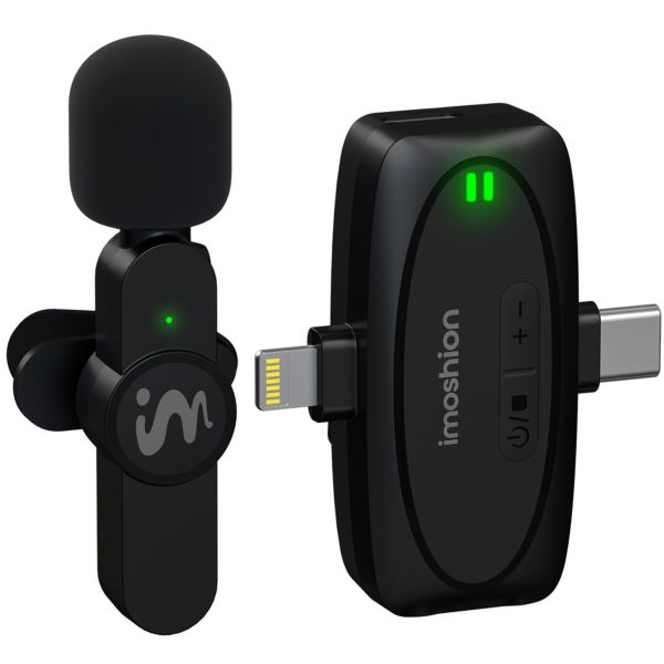 imoshion Microphone pour téléphone - Micro cravate - Sans fil - Bluetooth / Lightning / USB-C