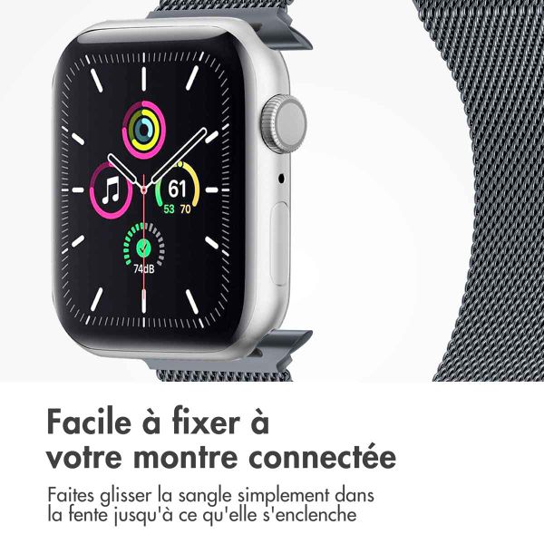 imoshion Bracelet magnétique milanais Apple Watch Series 1 - 9 / SE (38/40/41 mm) | Series 10 / 11 (42 mm) - Taille M - Gris foncé