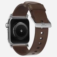 Nomad Bracelet en cuir moderne Apple Watch Series 1 á 9 / SE (38/40/41 mm) | Series 10 (42 mm) - Marron/Argent