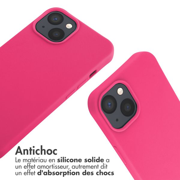 imoshion ﻿Coque en silicone avec cordon iPhone 14 - Rose Fluo