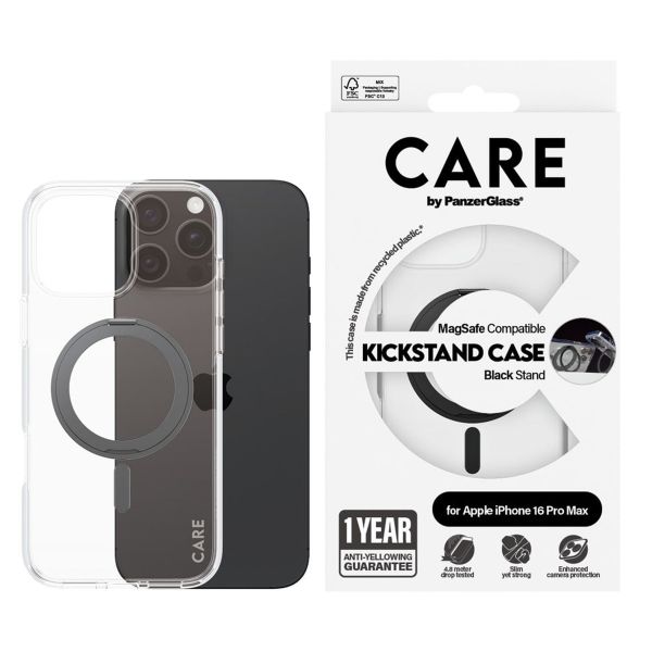 CARE by PanzerGlass Coque Kickstand MagSafe Apple iPhone 16 Pro Max - Noir