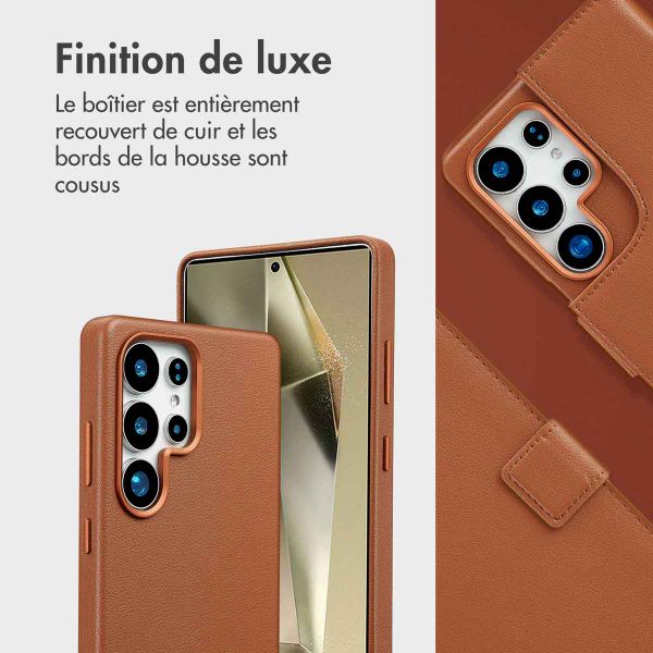 Accezz Étui de téléphone portefeuille en cuir 2-en-1 avec MagSafe Samsung Galaxy S25 Ultra - Sienna Brown