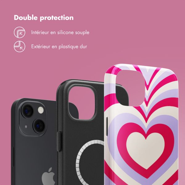 Selencia Coque arrière Vivid avec MagSafe Apple iPhone 13 - Double Hearts Rubine Red Lilac