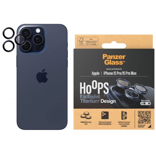 PanzerGlass Protection Caméra Hoop Optic Rings iPhone 15 Pro / 15 Pro Max - Blue Titanium