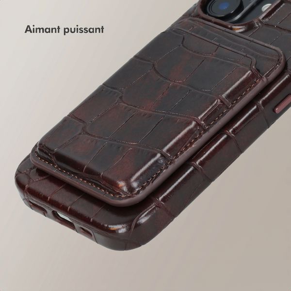 Selencia Porte-cartes Croco avec MagSafe - Choco Brown