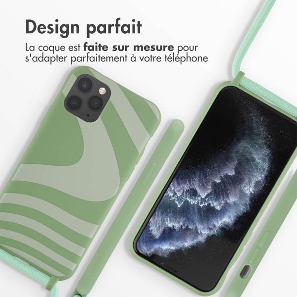 imoshion Coque design en silicone avec cordon Apple iPhone 11 Pro - Retro Green