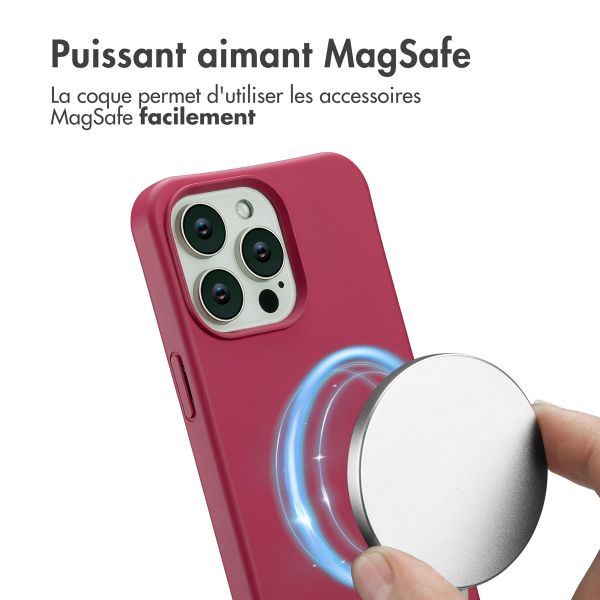 imoshion Coque arrière Color avec cordon amovible et MagSafe Apple iPhone 15 Pro Max - Raspberry