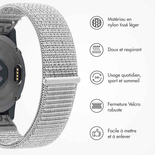 imoshion Bracelet QuickFit® en nylon  - Connexion Garmin 20 mm - Taille L/XL - Blanc