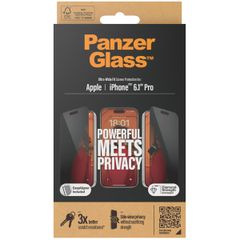 PanzerGlass Protection d'écran Privacy Ultra-Wide Fit Anti-bactérienne avec applicateur Apple iPhone 15 Pro