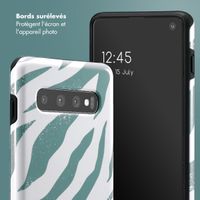 Selencia Coque arrière Vivid Tough Samsung Galaxy S10 - Colorful Zebra Pine Blue