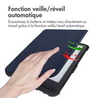 imoshion Étui de liseuse portefeuille Slim Soft Pocketbook Touch Lux 5 / HD 3 / Basic Lux 4 / Vivlio Lux 5 - Bleu foncé