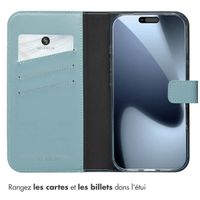 Selencia Étui portefeuille en cuir véritable Apple iPhone 17 Pro - Air Blue