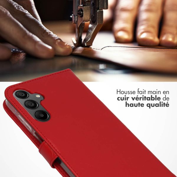Selencia Étui portefeuille en cuir véritable Samsung Galaxy A15 (5G/4G) - Rouge